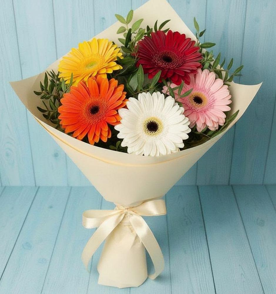 Букет цветов из: Герберы в Зиме