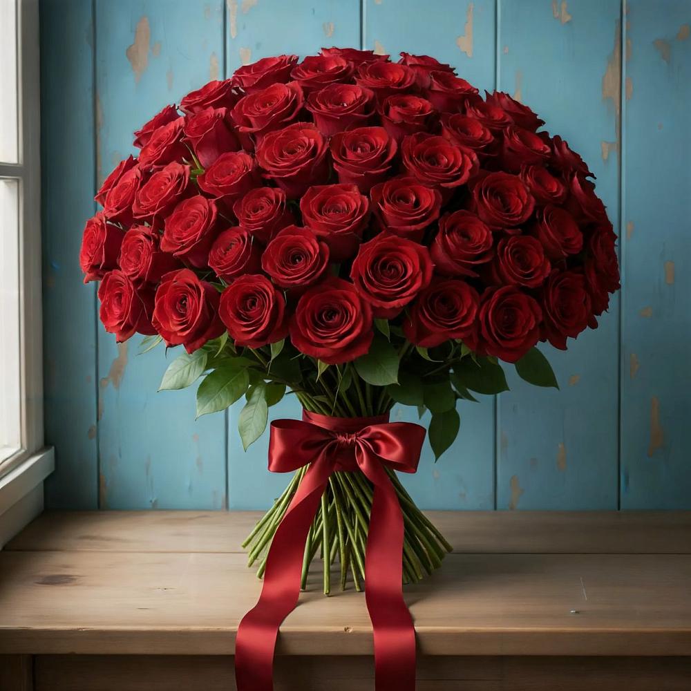 Букет Красные розы Блэк Меджик в Зиме