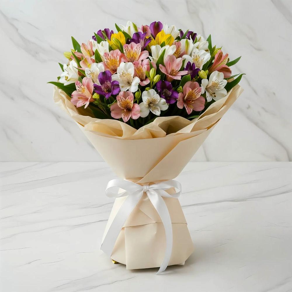 Букет цветов из: Альстромерии в Зиме