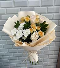Букет цветов из:  Розы и Хризантемы в Зиме